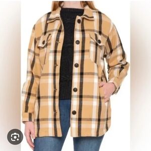 Lucky Brand Buffalo BeigeTan and Black Plaid Shirt. Shacket Small